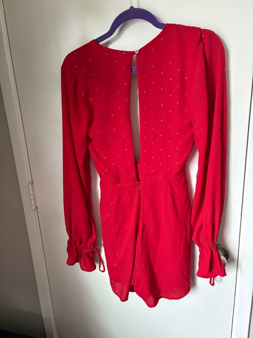 Beach Riot Red V-Neck Romper with Subtle Rhinestones - Picture 2 of 4